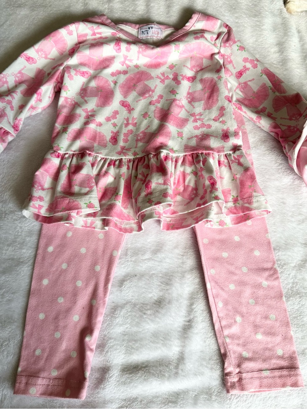 Pink Floral  Set with Polka Dot Leggings